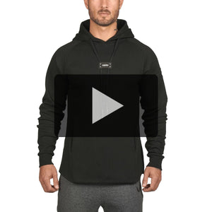 0134. Arm Pocket Drawstring Hoodie - Black